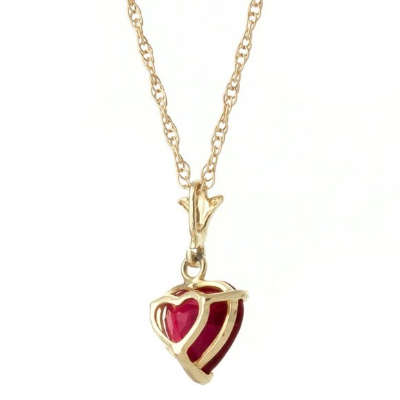 14K. SOLID GOLD NECKLACE WITH NATURAL HEART RUBY - Picture 4 of 9